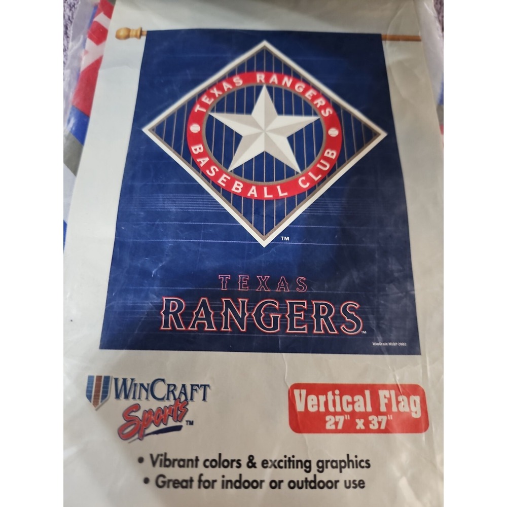Texas Rangers WinCraft Vertical Flag Sealed 27x37 USA 2002 MLB Baseball Decor